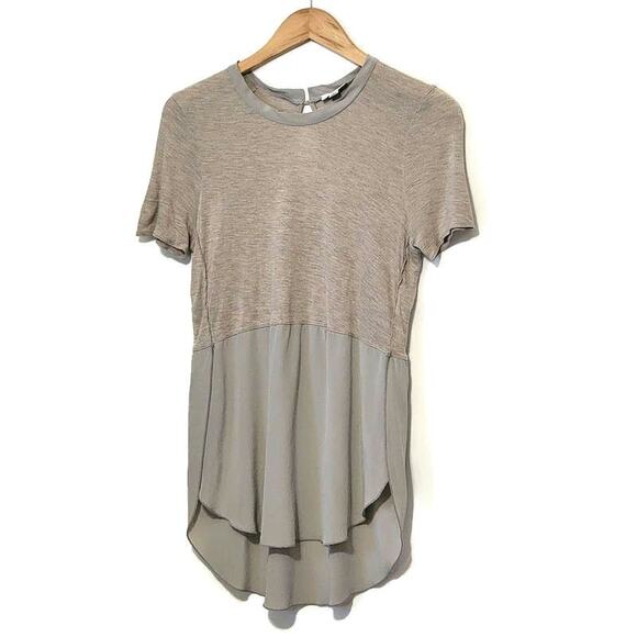 Aritzia Wilfred Silk Rayon Short Sleeve Hi Low Minimalist Tunic Top Size S - Picture 1 of 11